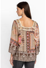 Women Tops | Johnny Was Square Neckline Blouse Flora Lace