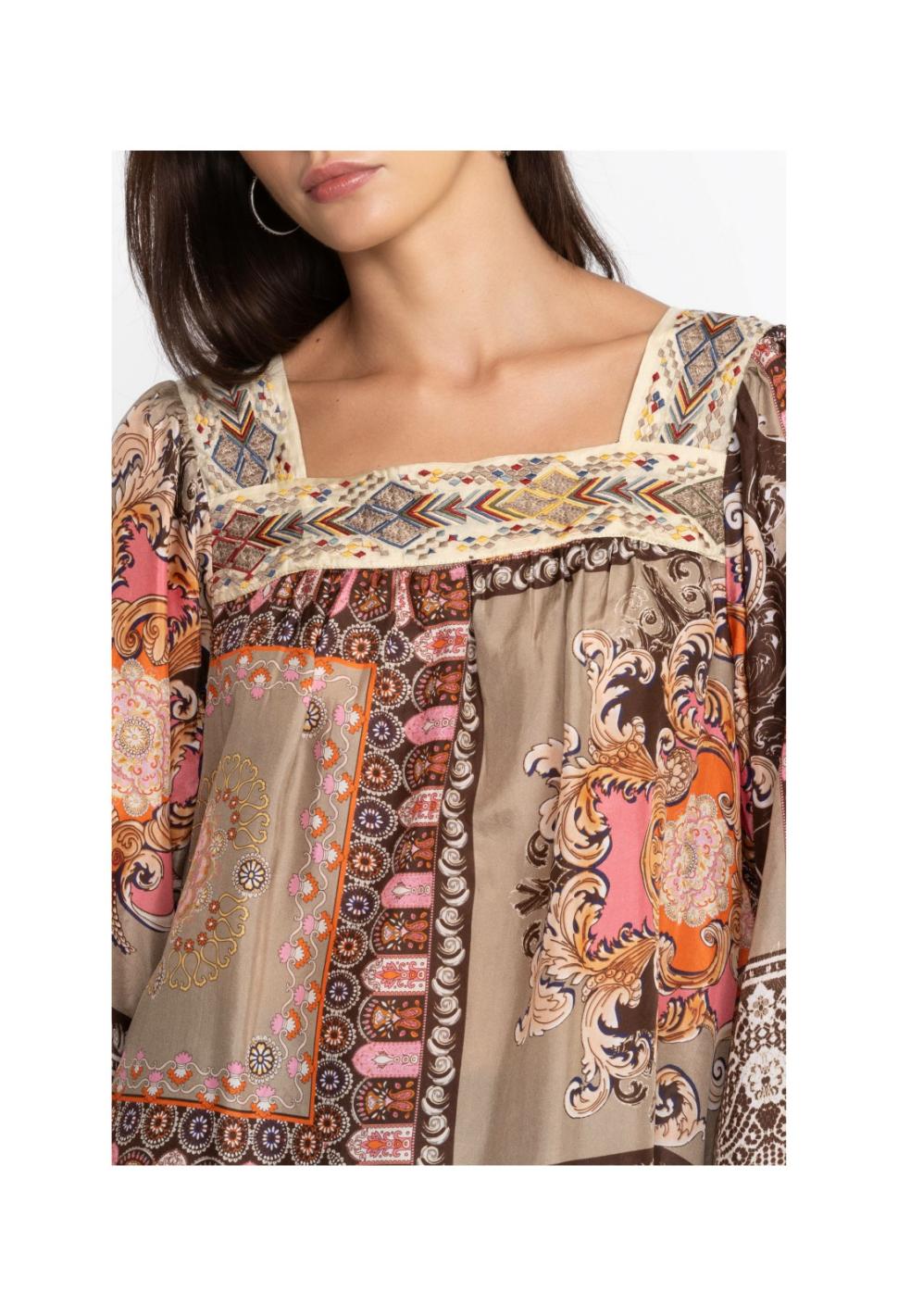 Women Tops | Johnny Was Square Neckline Blouse Flora Lace