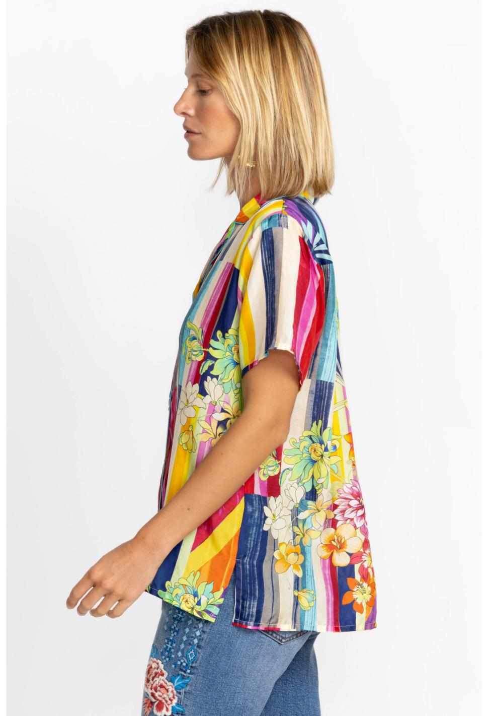 Women Tops | Johnny Was Summer Stripe Button Up Summer Stripe