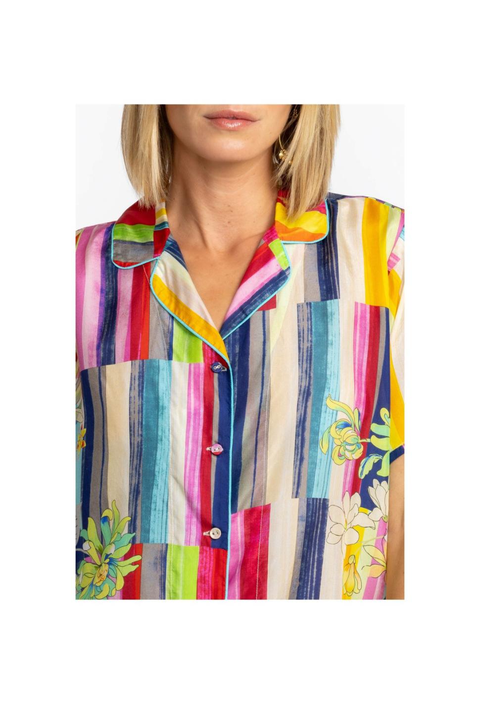 Women Tops | Johnny Was Summer Stripe Button Up Summer Stripe