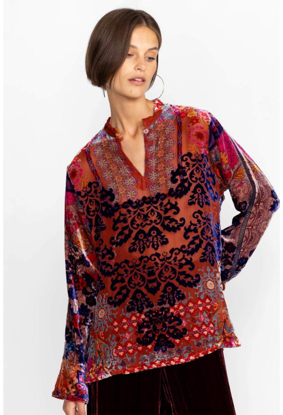 Women Tops | Johnny Was Syriah Burnout Enta Blouse Multi