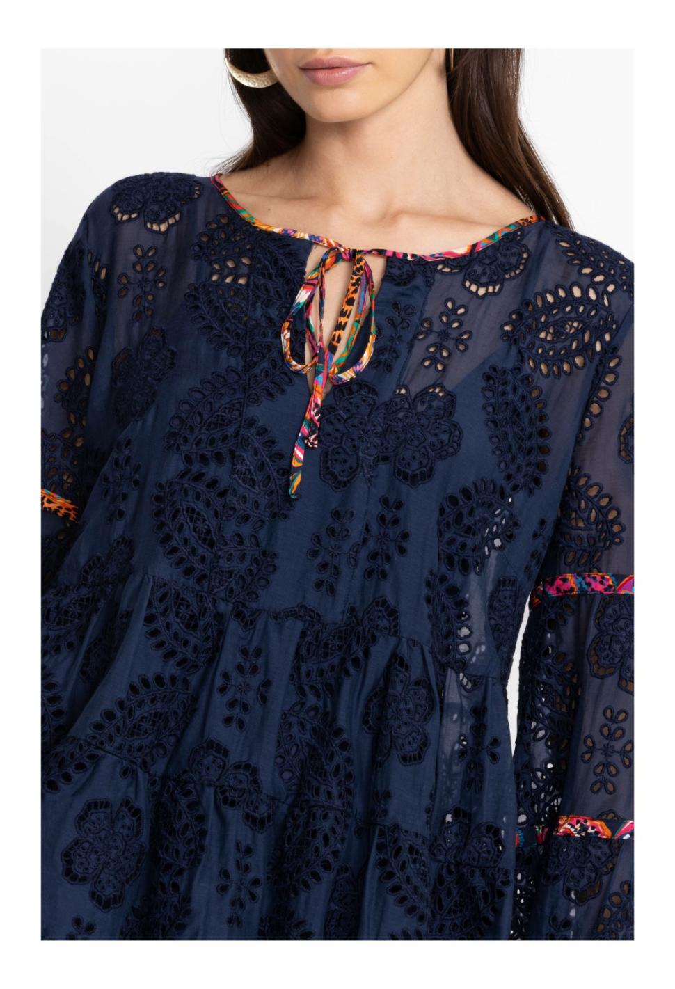 Women Tops | Johnny Was Tamera Eyelet Blouse Sapphire Blue