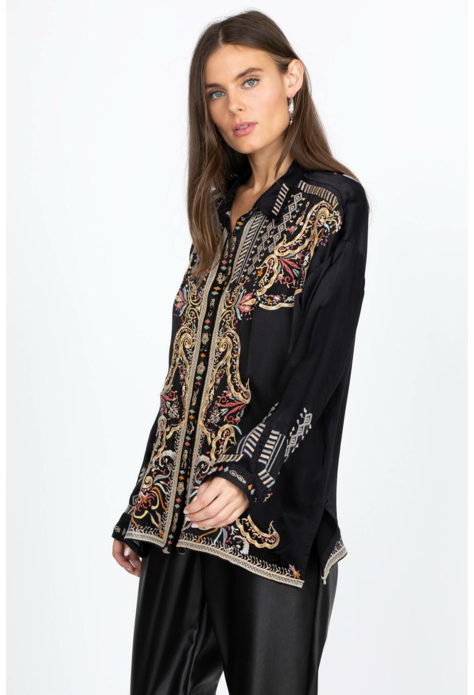 Women Tops | Johnny Was Tandit Blouse Darkest Spruce