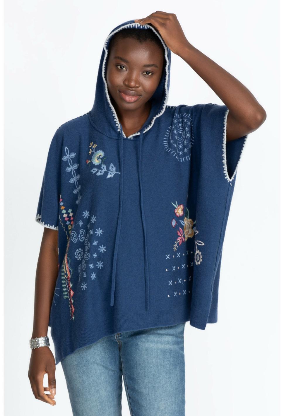 Women Tops | Johnny Was Taryn Poncho Azul