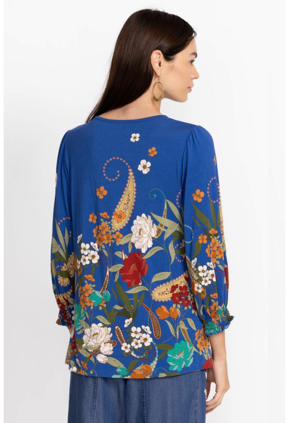 Women Tops | Johnny Was Tee Bee Smocked Sleeve Tee Teebee