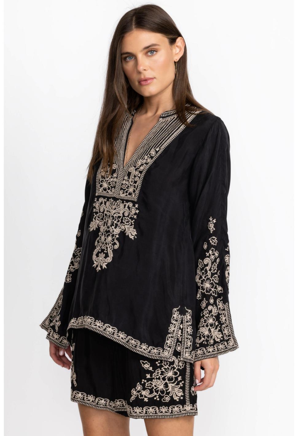 Women Tops | Johnny Was Tempest Blouse Black