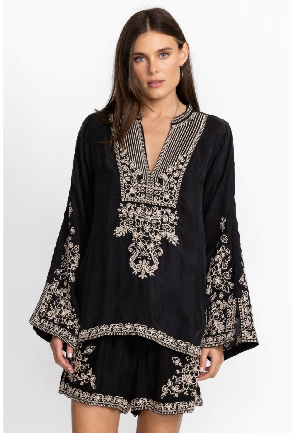 Women Tops | Johnny Was Tempest Blouse Black