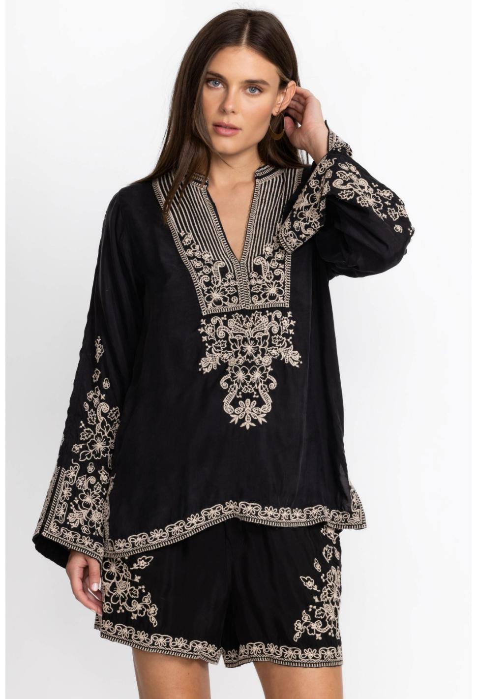 Women Tops | Johnny Was Tempest Blouse Black