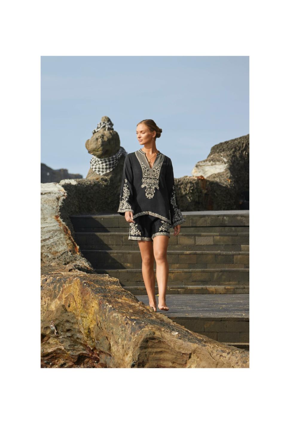 Women Tops | Johnny Was Tempest Blouse Black