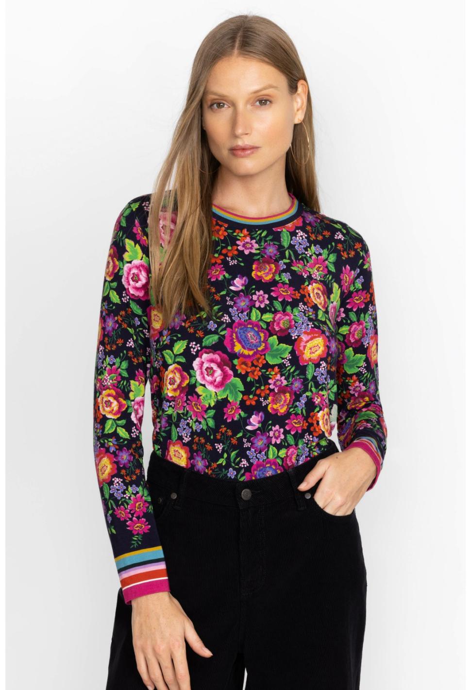 Women Tops | Johnny Was The Janie Favorite Long Sleeve Crew Neck Swing Tee Cantero