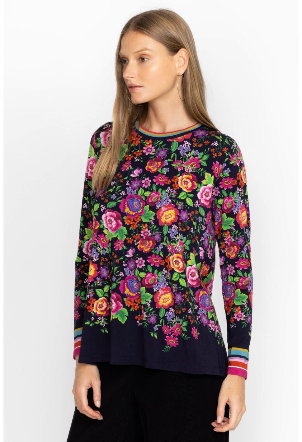 Women Tops | Johnny Was The Janie Favorite Long Sleeve Crew Neck Swing Tee Cantero