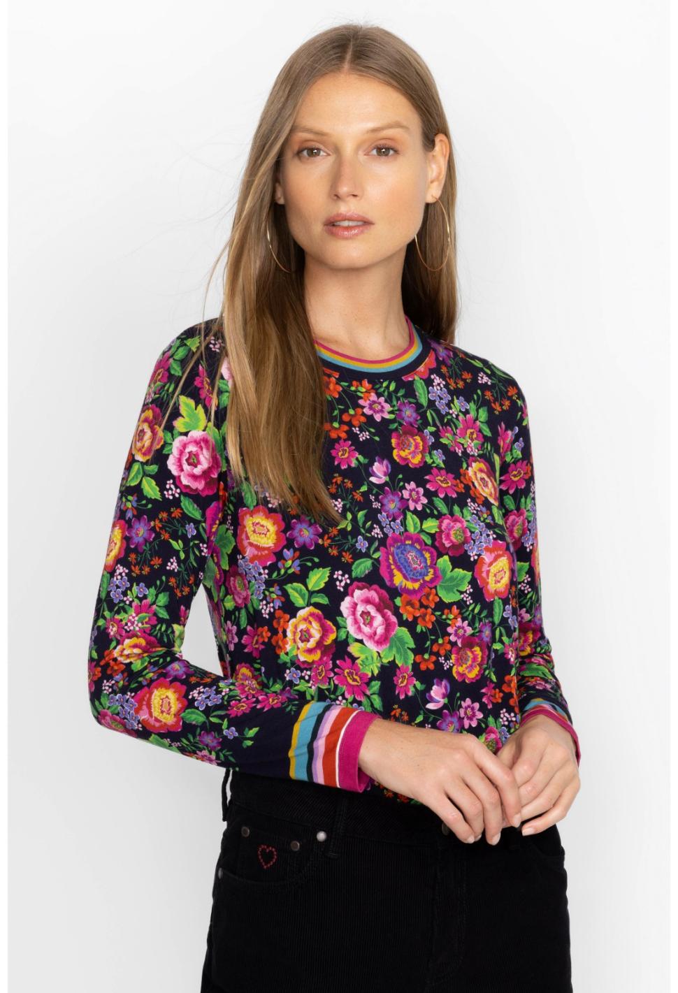 Women Tops | Johnny Was The Janie Favorite Long Sleeve Crew Neck Swing Tee Cantero