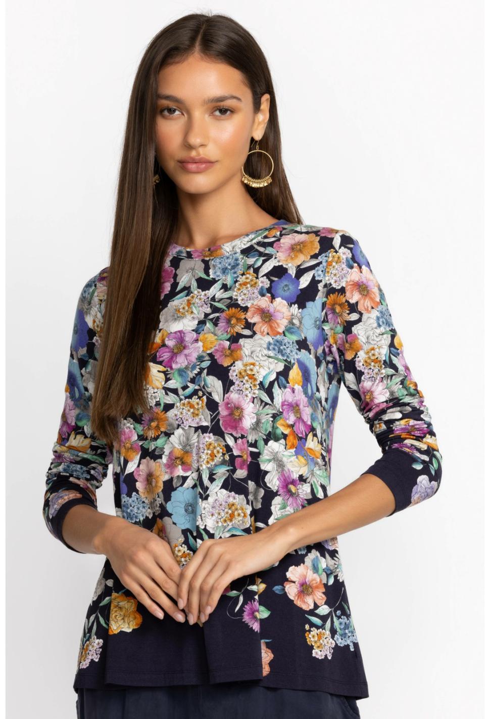 Women Tops | Johnny Was The Janie Favorite Long Sleeve Crew Neck Swing Tee Falldance