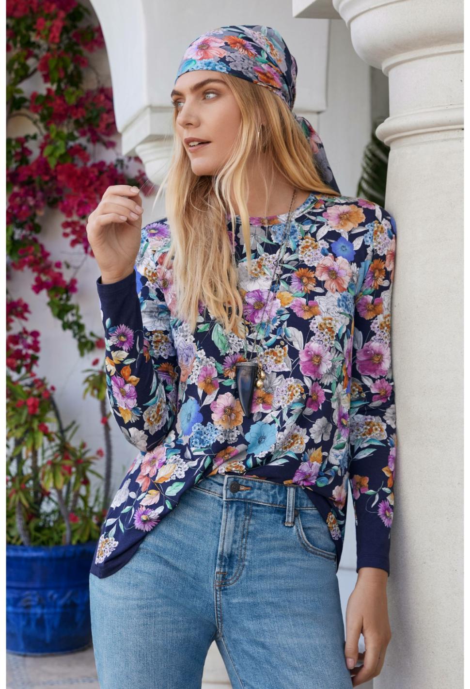 Women Tops | Johnny Was The Janie Favorite Long Sleeve Crew Neck Swing Tee Falldance