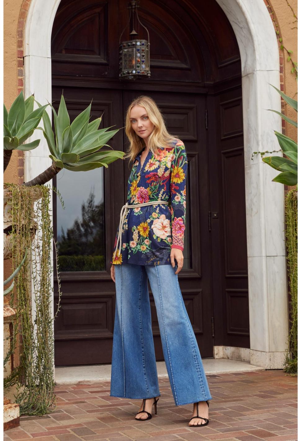 Women Tops | Johnny Was The Janie Favorite Long Sleeve Polo Swing Tunic Dragona