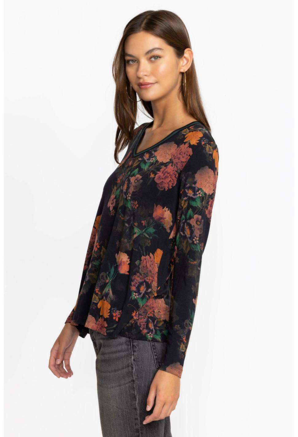 Women Tops | Johnny Was The Janie Favorite Long Sleeve V-Neck Swing Tee Amapola