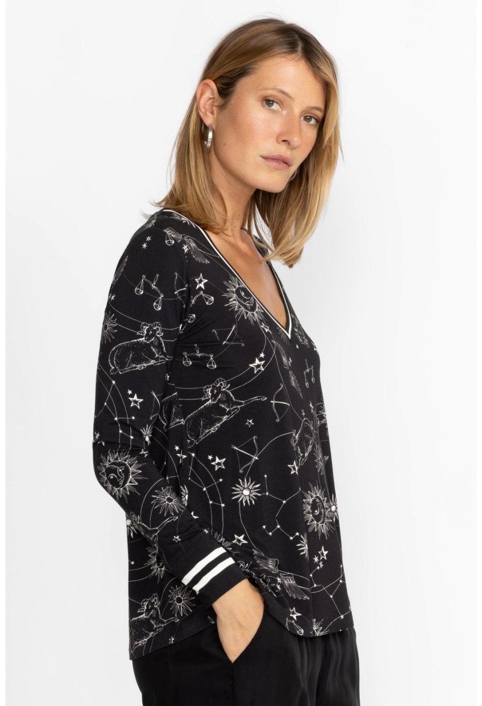 Women Tops | Johnny Was The Janie Favorite Long Sleeve V-Neck Swing Tee Bijou