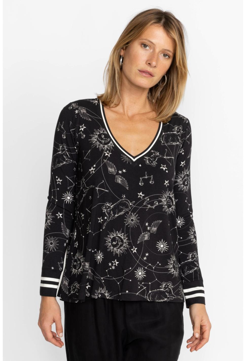 Women Tops | Johnny Was The Janie Favorite Long Sleeve V-Neck Swing Tee Bijou