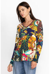Women Tops | Johnny Was The Janie Favorite Long Sleeve V-Neck Swing Tee Kimbra