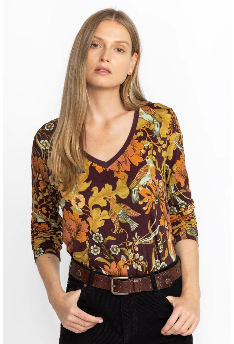 Women Tops | Johnny Was The Janie Favorite Long Sleeve V-Neck Tee Salamanca