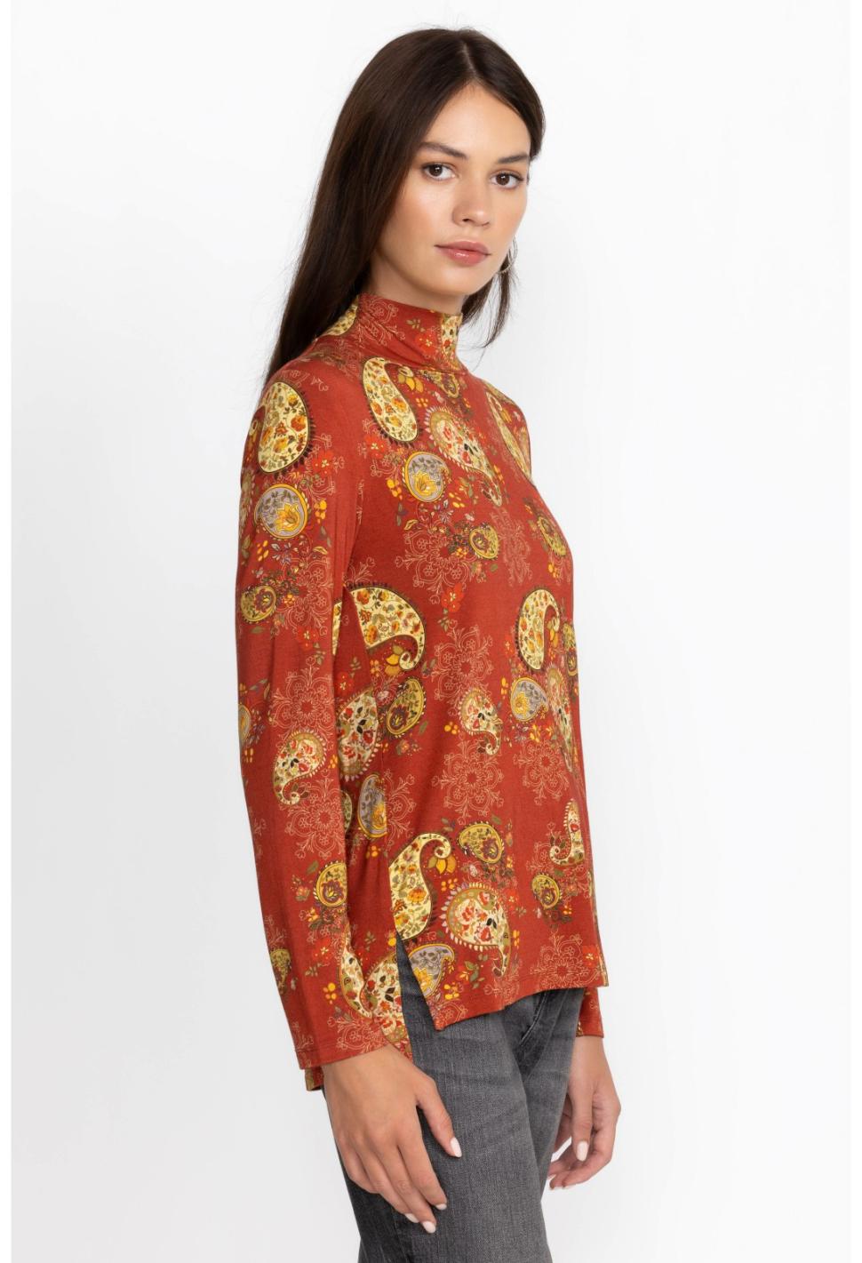 Women Tops | Johnny Was The Janie Favorite Mock Neck Paisley Lace