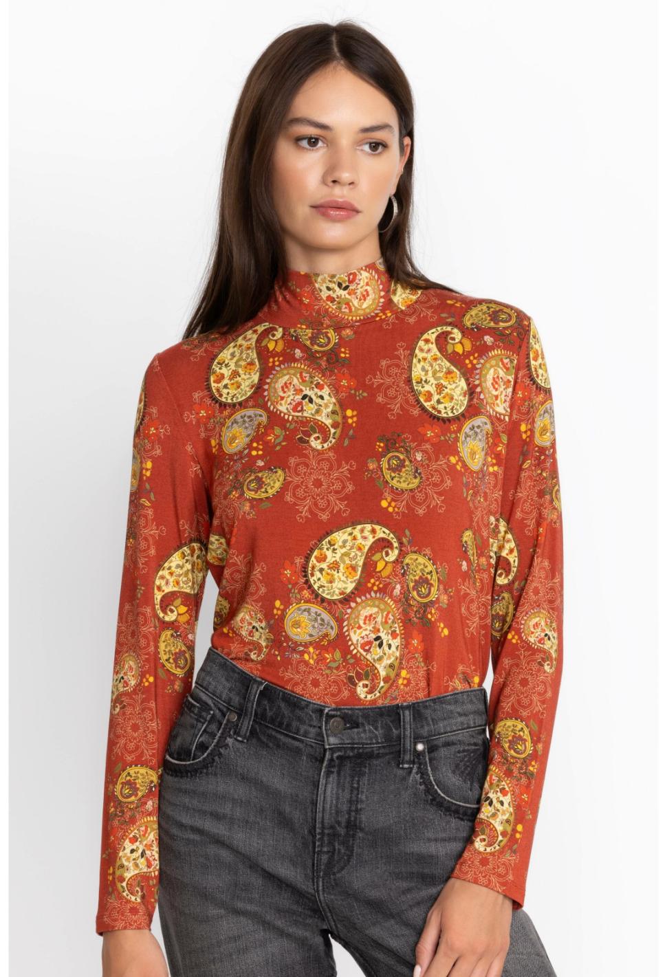 Women Tops | Johnny Was The Janie Favorite Mock Neck Paisley Lace