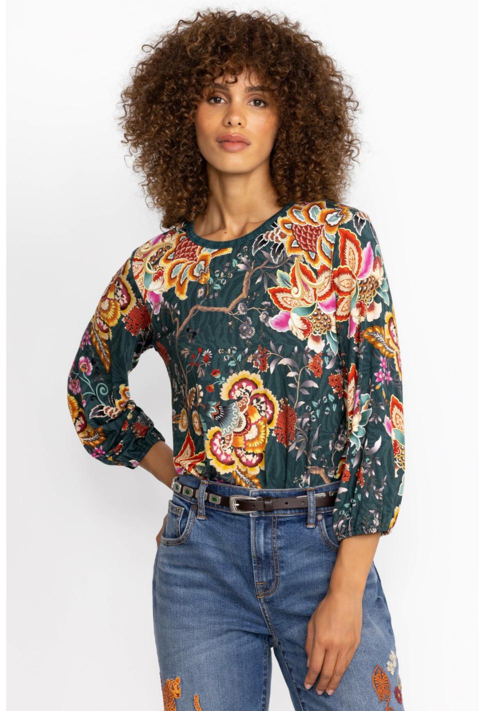 Women Tops | Johnny Was The Janie Favorite Puff Sleeve Knit Tee Orizaba