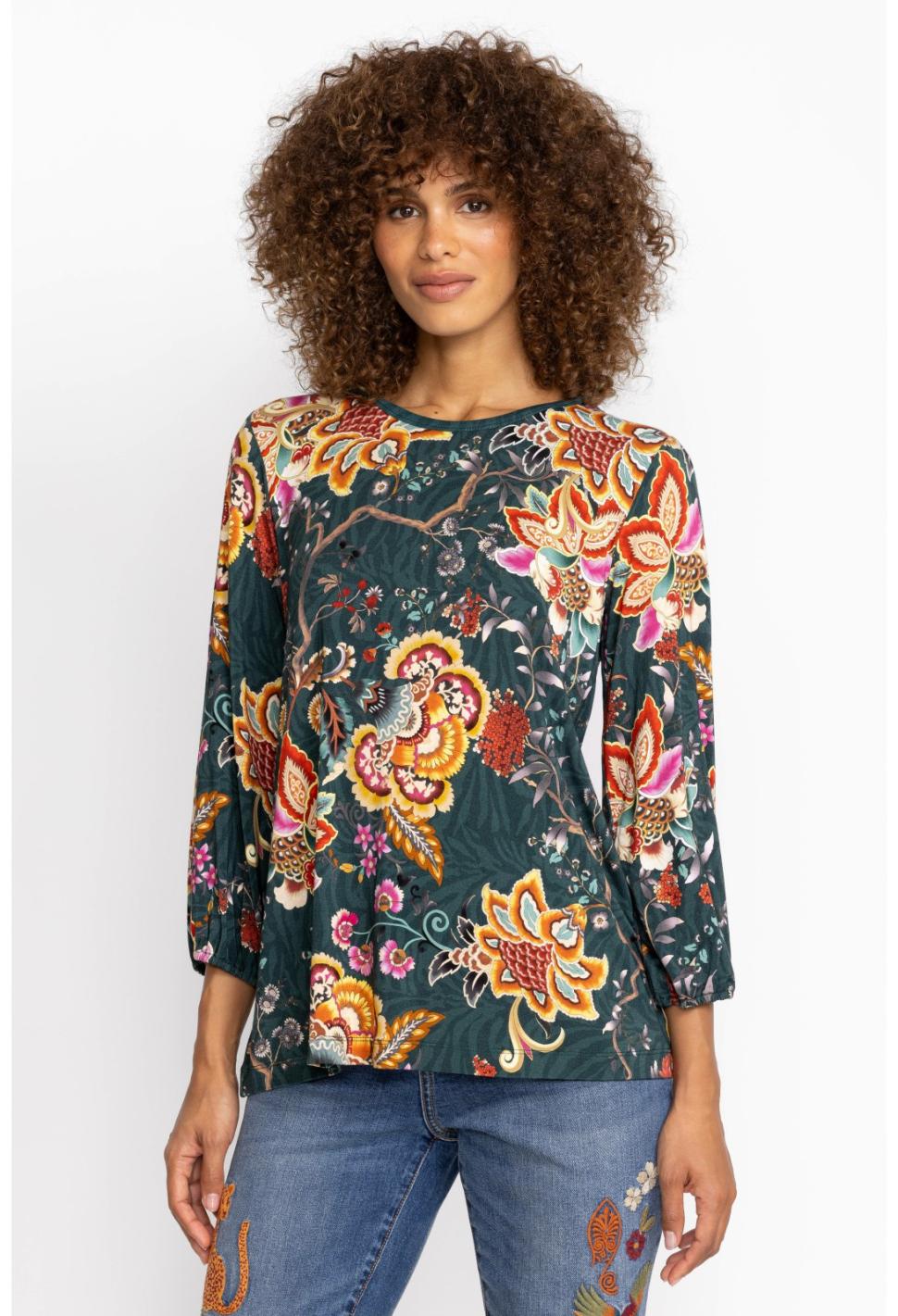 Women Tops | Johnny Was The Janie Favorite Puff Sleeve Knit Tee Orizaba