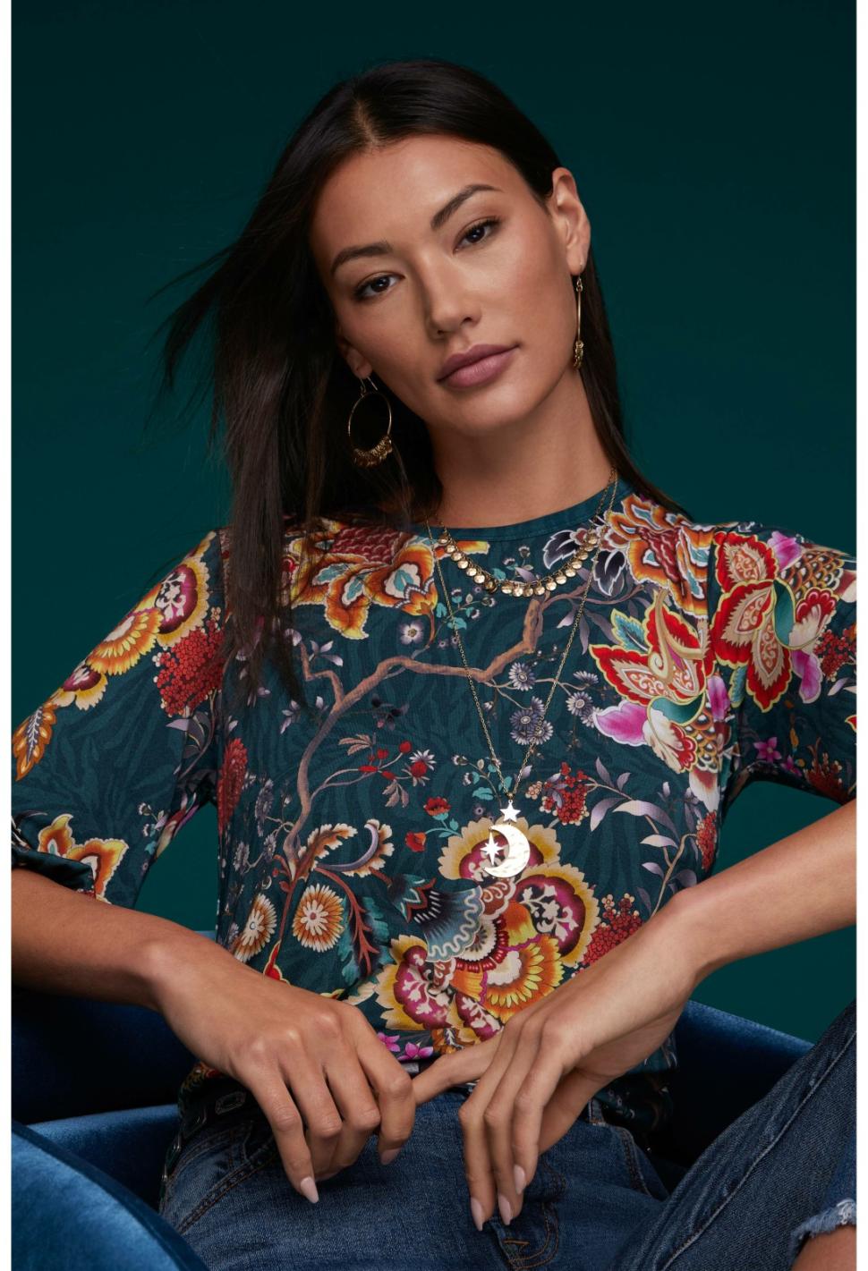 Women Tops | Johnny Was The Janie Favorite Puff Sleeve Knit Tee Orizaba