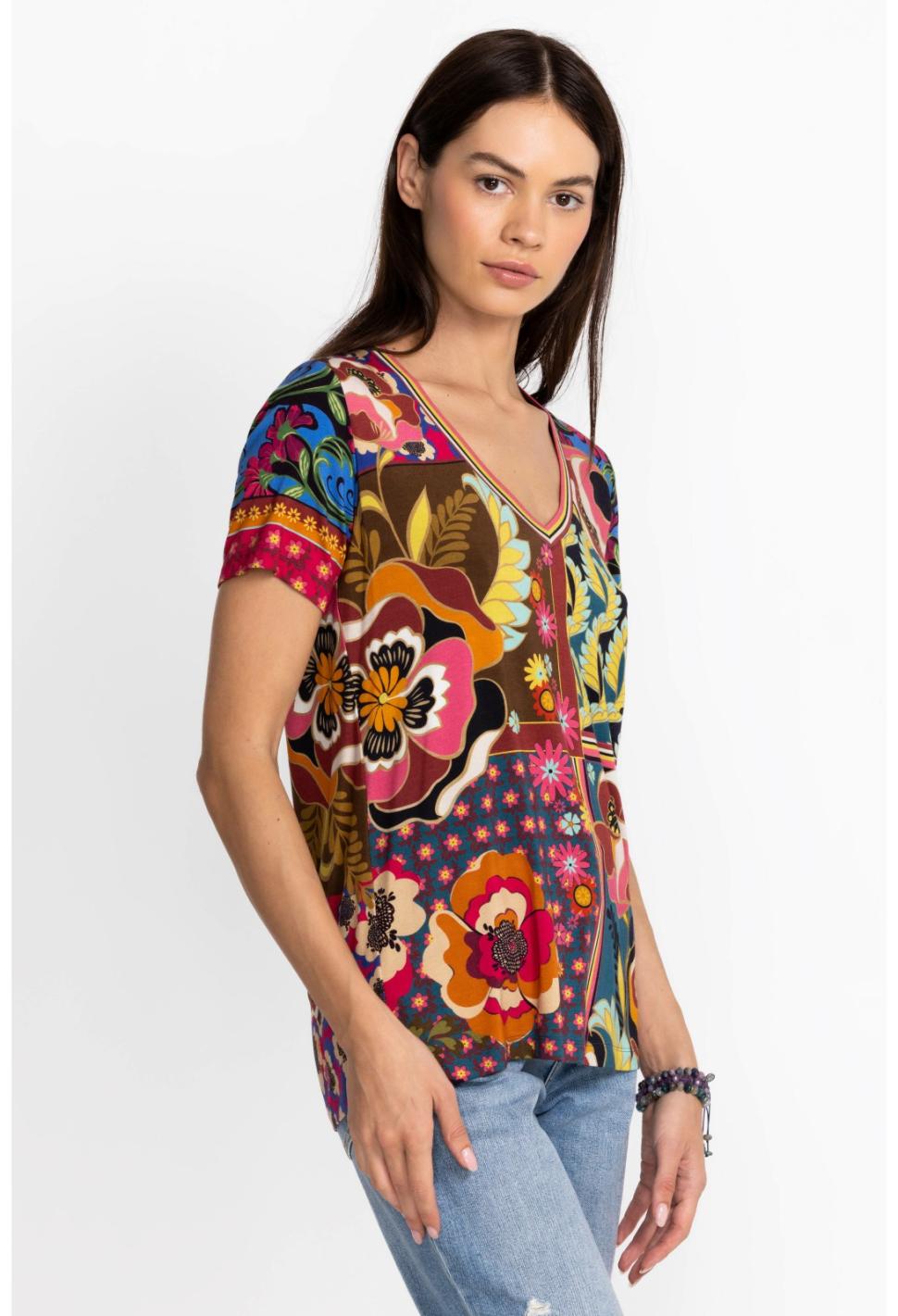 Women Tops | Johnny Was The Janie Favorite Short Sleeve V-Neck Tee Promisino