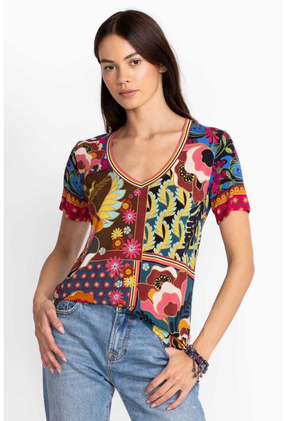 Women Tops | Johnny Was The Janie Favorite Short Sleeve V-Neck Tee Promisino