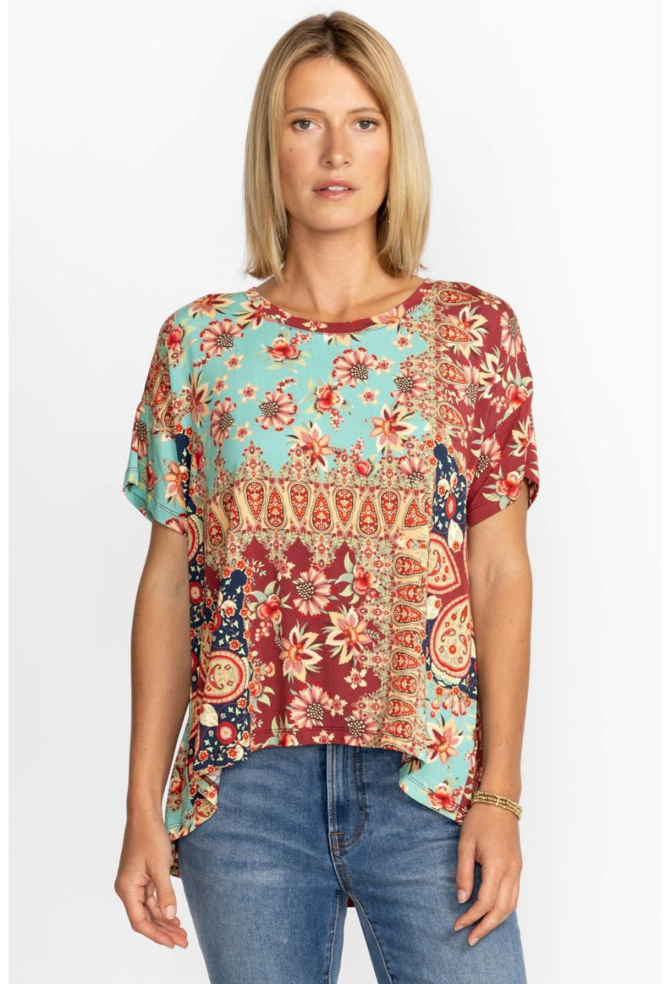 Women Tops | Johnny Was Thena Box Pleat Swing Tee Thena