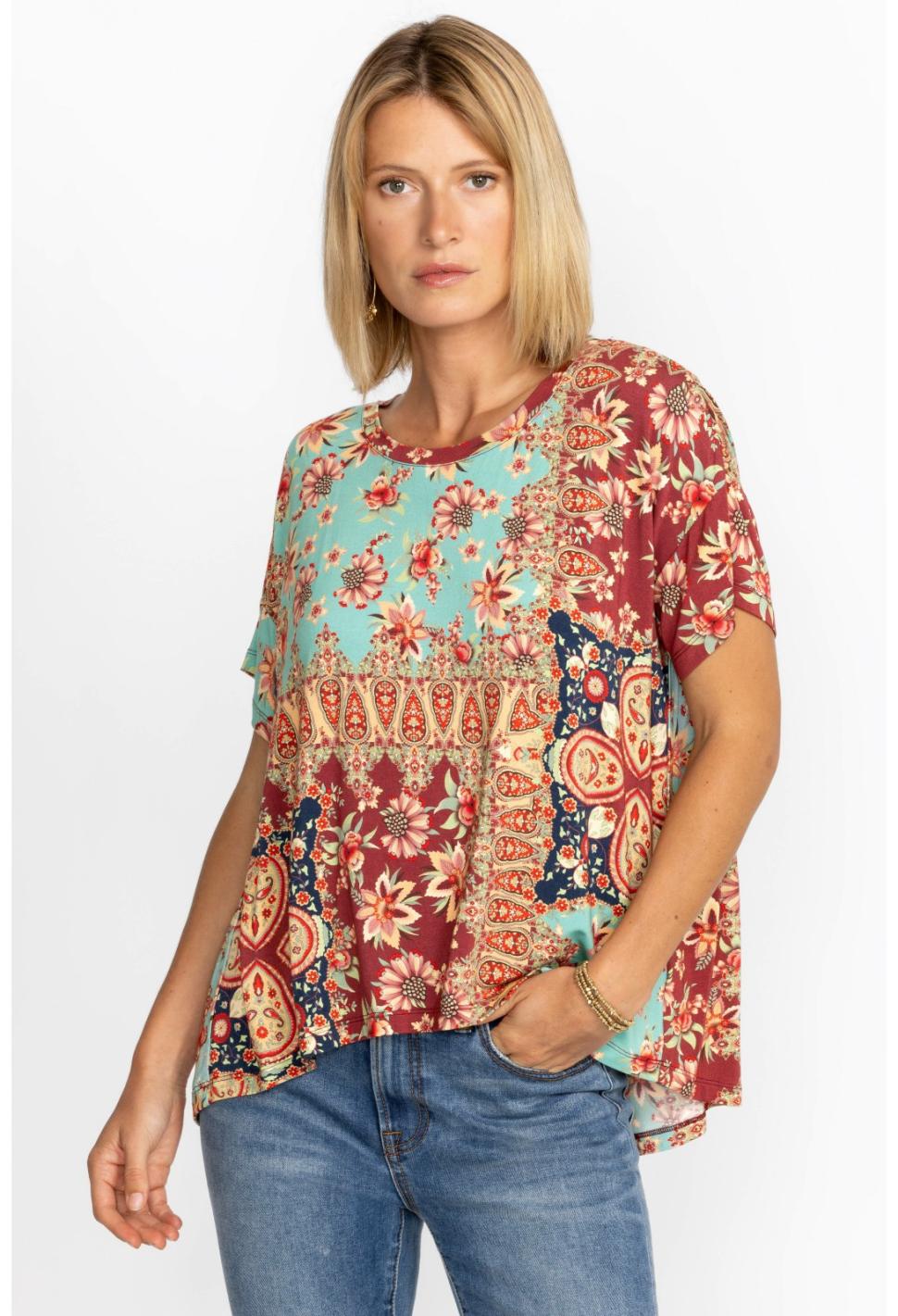 Women Tops | Johnny Was Thena Box Pleat Swing Tee Thena