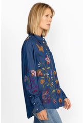 Women Tops | Johnny Was Toni Relaxed Denim Pocket Shirt Denim Blue