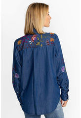 Women Tops | Johnny Was Toni Relaxed Denim Pocket Shirt Denim Blue