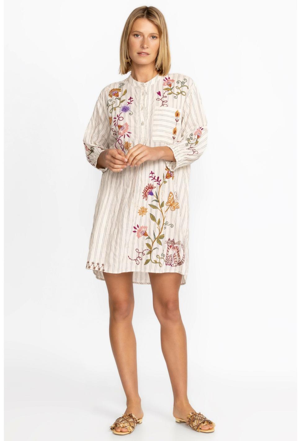 Women Tops | Johnny Was Toni Smocked Cuff Tunic Stripe