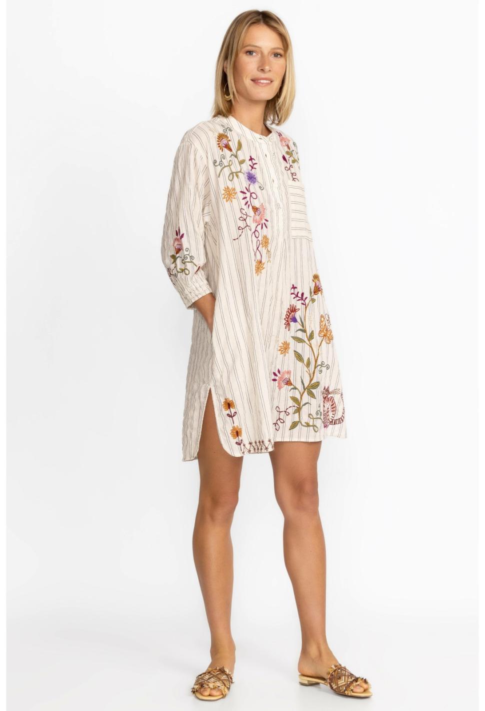 Women Tops | Johnny Was Toni Smocked Cuff Tunic Stripe