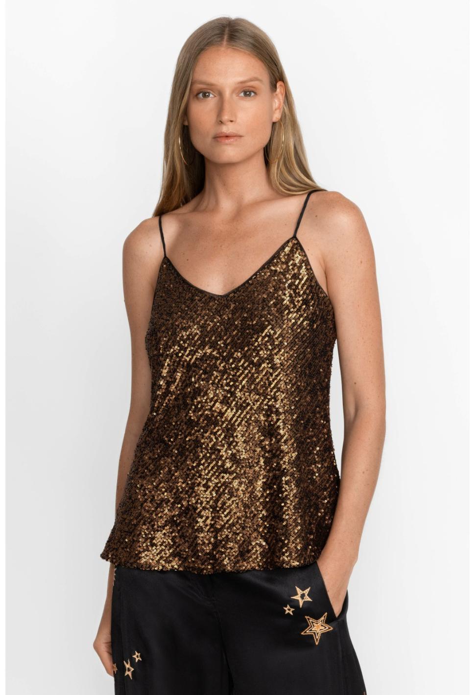 Women Tops | Johnny Was Toto Sequin Cami Butterscotch