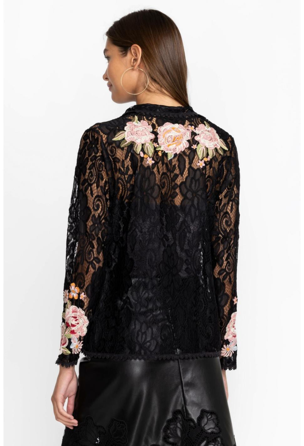 Women Tops | Johnny Was Veronne Lace Blouse (Slip) Black