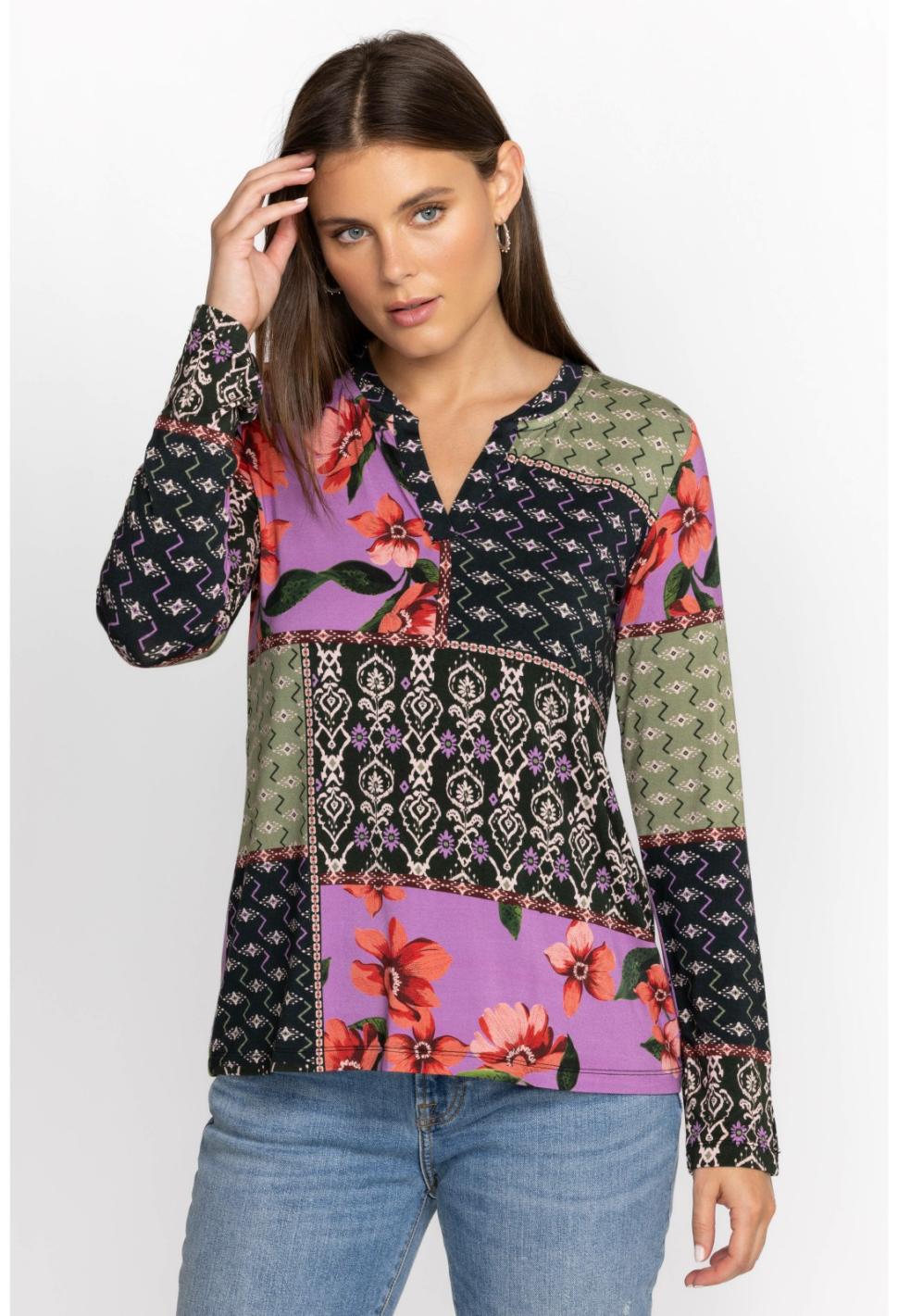 Women Tops | Johnny Was Zanda Split Neck Top Multi