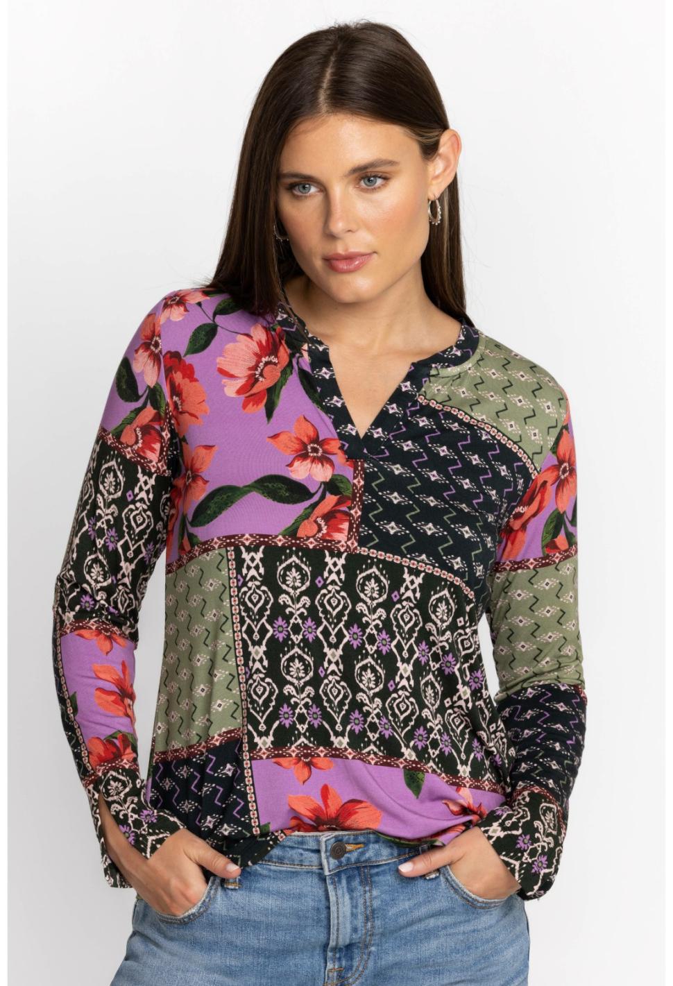 Women Tops | Johnny Was Zanda Split Neck Top Multi