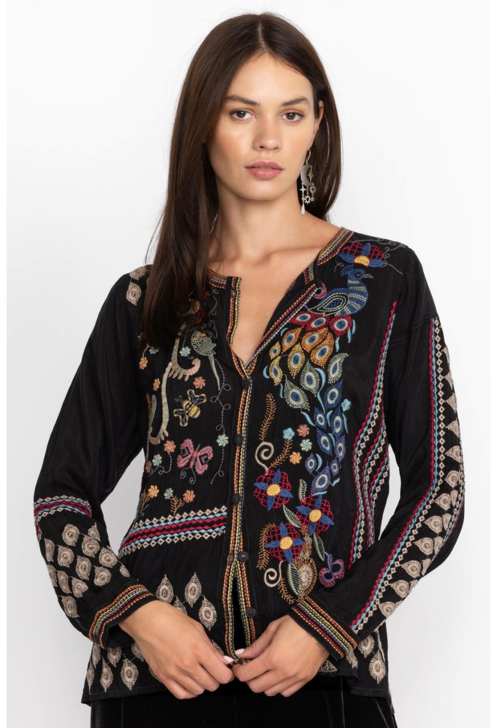 Women Tops | Johnny Was Zodea Blouse-Rio Black